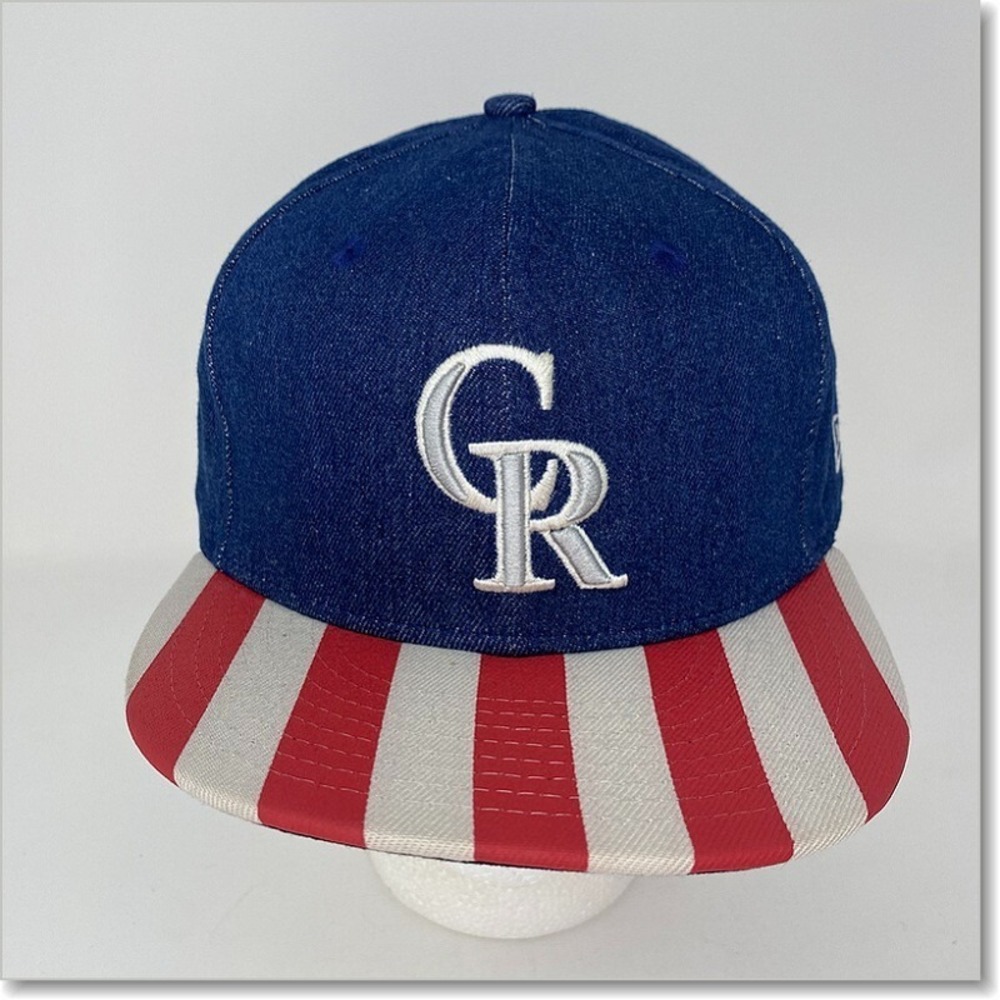NWT Colorado Rockies Denim‎ USA Flag Snapback Hat Cap MLB Baseball Star Stripes